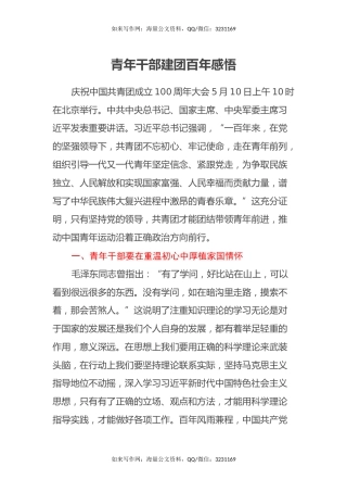 青年干部建团百年感悟