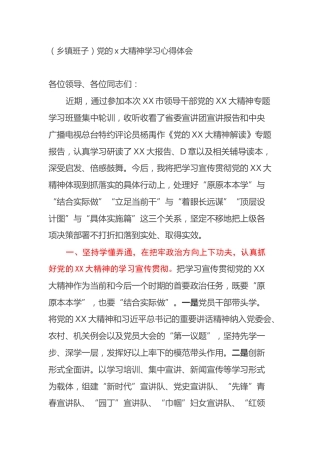 （乡镇班子）党的二十大精神学习心得体会（盛会）