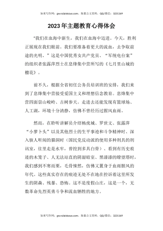 2023年主题教育心得体会