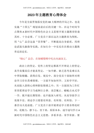 2023年主题教育心得体会（2）