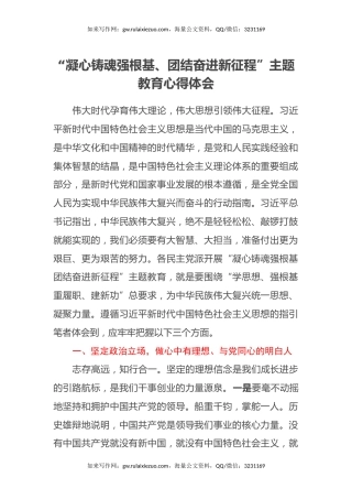“凝心铸魂强根基、团结奋进新征程”主题教育心得体会2篇