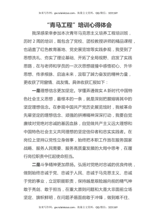 “青马工程”培训心得体会