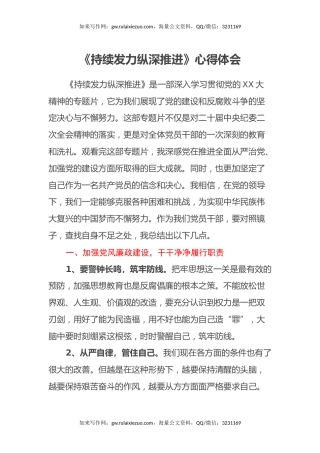 《持续发力 纵深推进》心得体会