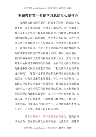 主题教育第一专题学习总结及心得体会（2）