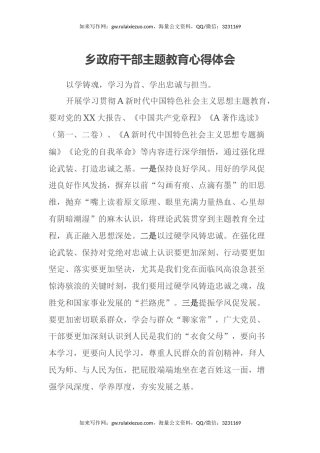 乡政府干部主题教育心得体会