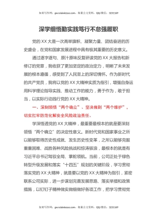 党支部书记学习党的二十大心得体会：深学细悟勤实践 笃行不怠强履职（盛会）