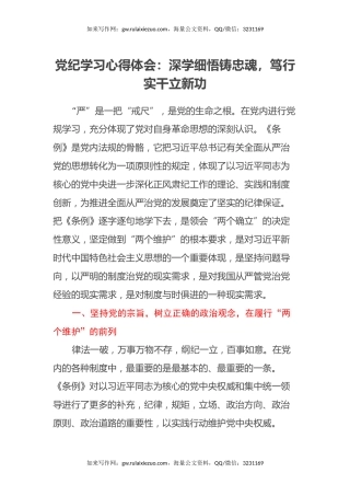 党纪学习心得体会：深学细悟铸忠魂，笃行实干立新功