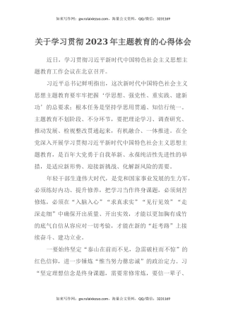 关于学习贯彻2023年主题教育的心得体会 (2)