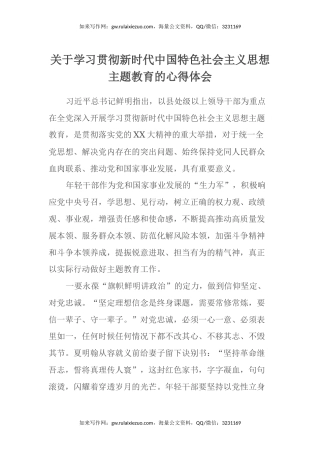 关于学习贯彻新时代中国特色社会主义思想主题教育的心得体会 (2)