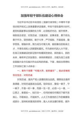 加强年轻干部队伍建设心得体会