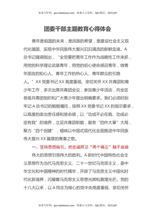 团委干部主题教育心得体会