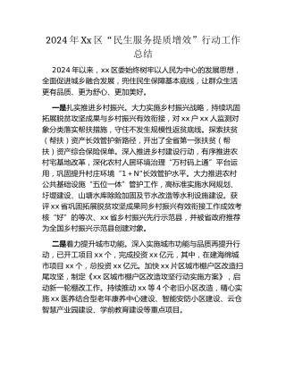 2024年Xx区“民生服务提质增效”行动工作总结