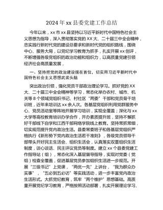 2024年xx县委党建工作总结