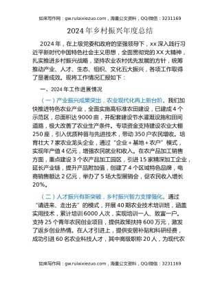 2024年乡村振兴年度总结