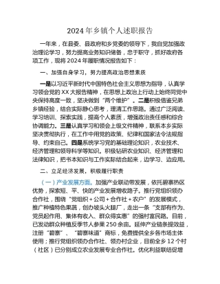 2024年乡镇个人述职报告
