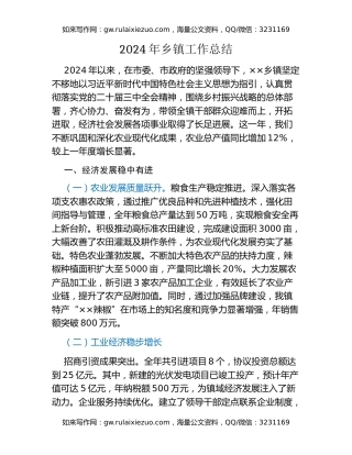 2024年乡镇工作总结