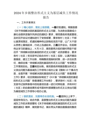 2024年乡镇整治形式主义为基层减负工作情况报告