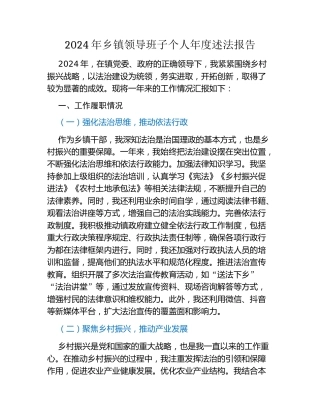 2024年乡镇领导班子个人年度述法报告