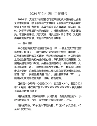 2024年党内统计工作报告