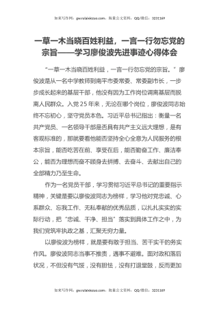 学习廖俊波先进事迹心得体会