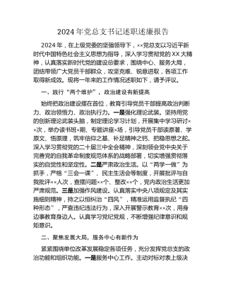 2024年党总支书记述职述廉报告