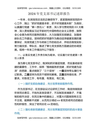 2024年党支部书记述职报告（2）