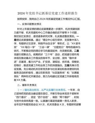 2024年党组书记抓基层党建工作述职报告