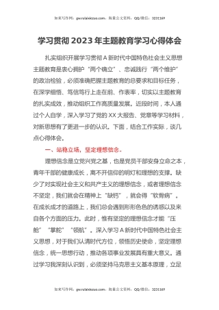 学习贯彻2023年主题教育学习心得体会 (4)