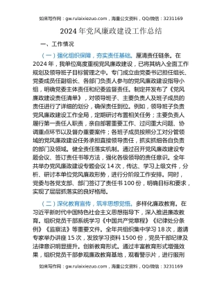 2024年党风廉政建设工作总结（3）