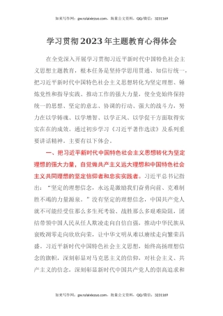 学习贯彻2023年主题教育心得体会 (4)