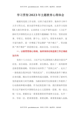 学习贯彻2023年主题教育心得体会(2)