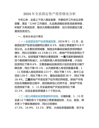 2024年全县固定资产投资情况分析