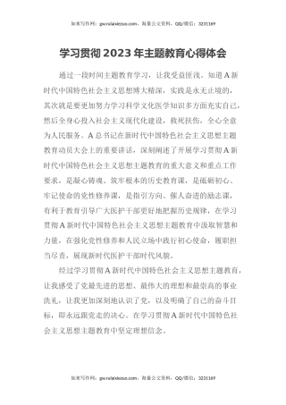 学习贯彻2023年主题教育心得体会（12）