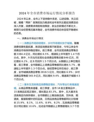2024年全市消费市场运行情况分析报告