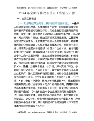 2024年全面深化改革重点工作情况汇报（2）