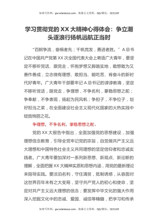 学习贯彻党的二十大精神心得体会：争立潮头逐浪行 扬帆远航正当时（盛会）