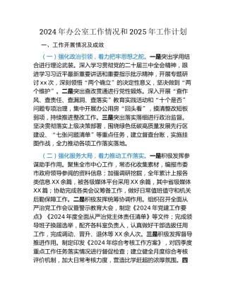 2024年办公室工作情况和2025年工作计划