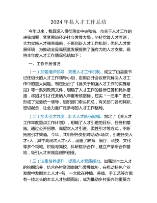 2024年县人才工作总结