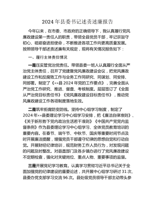 2024年县委书记述责述廉报告