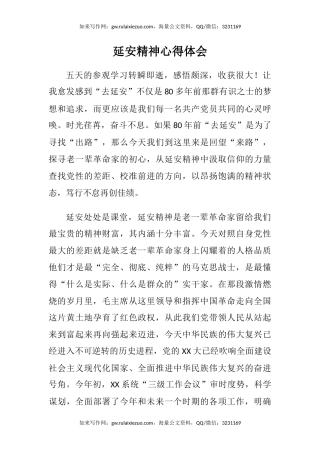 延安精神心得体会