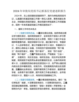 2024年审批局党组书记抓基层党建述职报告
