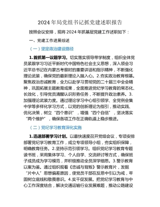 2024年局党组书记抓党建述职报告