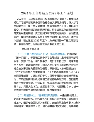 2024年工作总结及2025年工作谋划