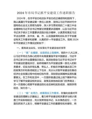 2024年市局书记抓平安建设工作述职报告