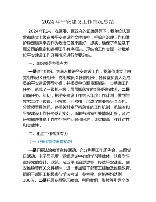 2024年平安建设工作情况总结