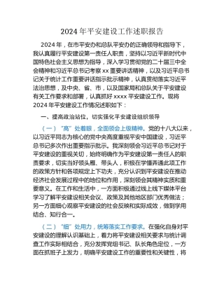 2024年平安建设工作述职报告
