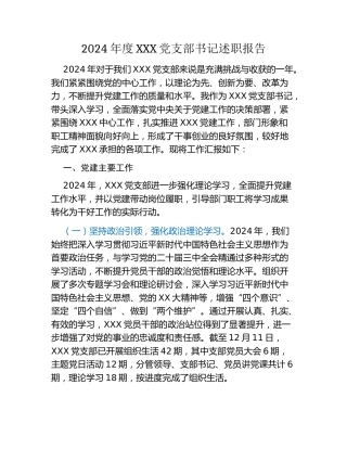2024年度XXX党支部书记述职报告