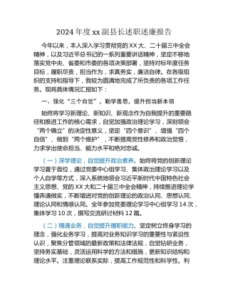 2024年度xx副县长述职述廉报告