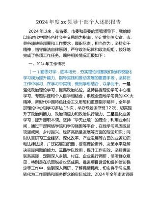 2024年度xx领导干部个人述职报告
