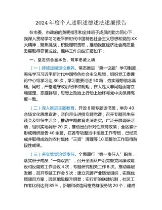 2024年度个人述职述德述法述廉报告